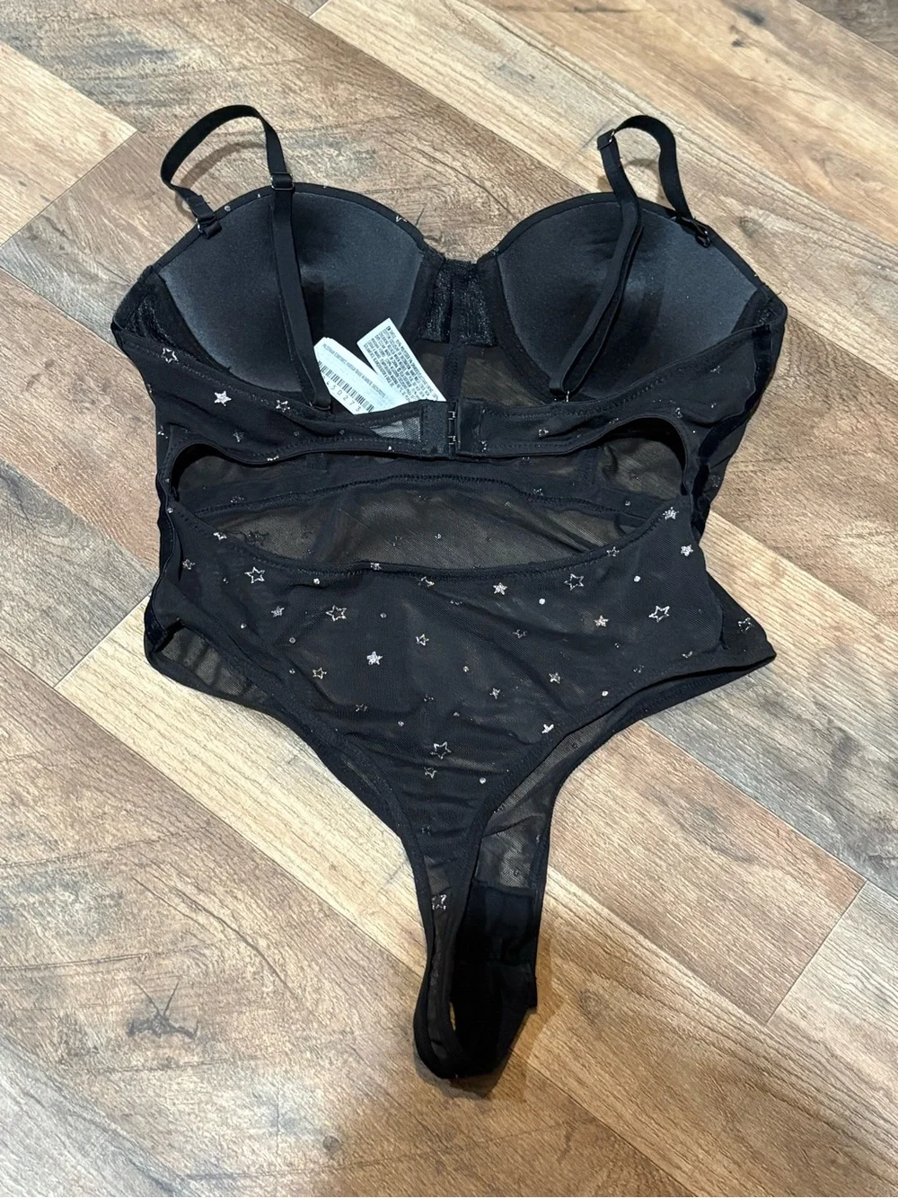 Forever 21 Black Mesh Star Accent Bodysuit